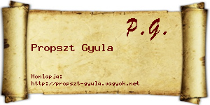 Propszt Gyula névjegykártya